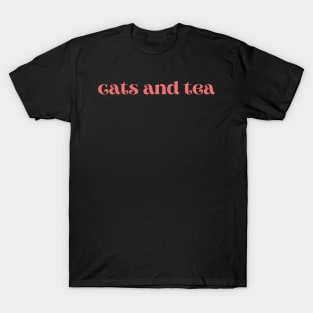 Cats and Tea Simple Red Design T-Shirt